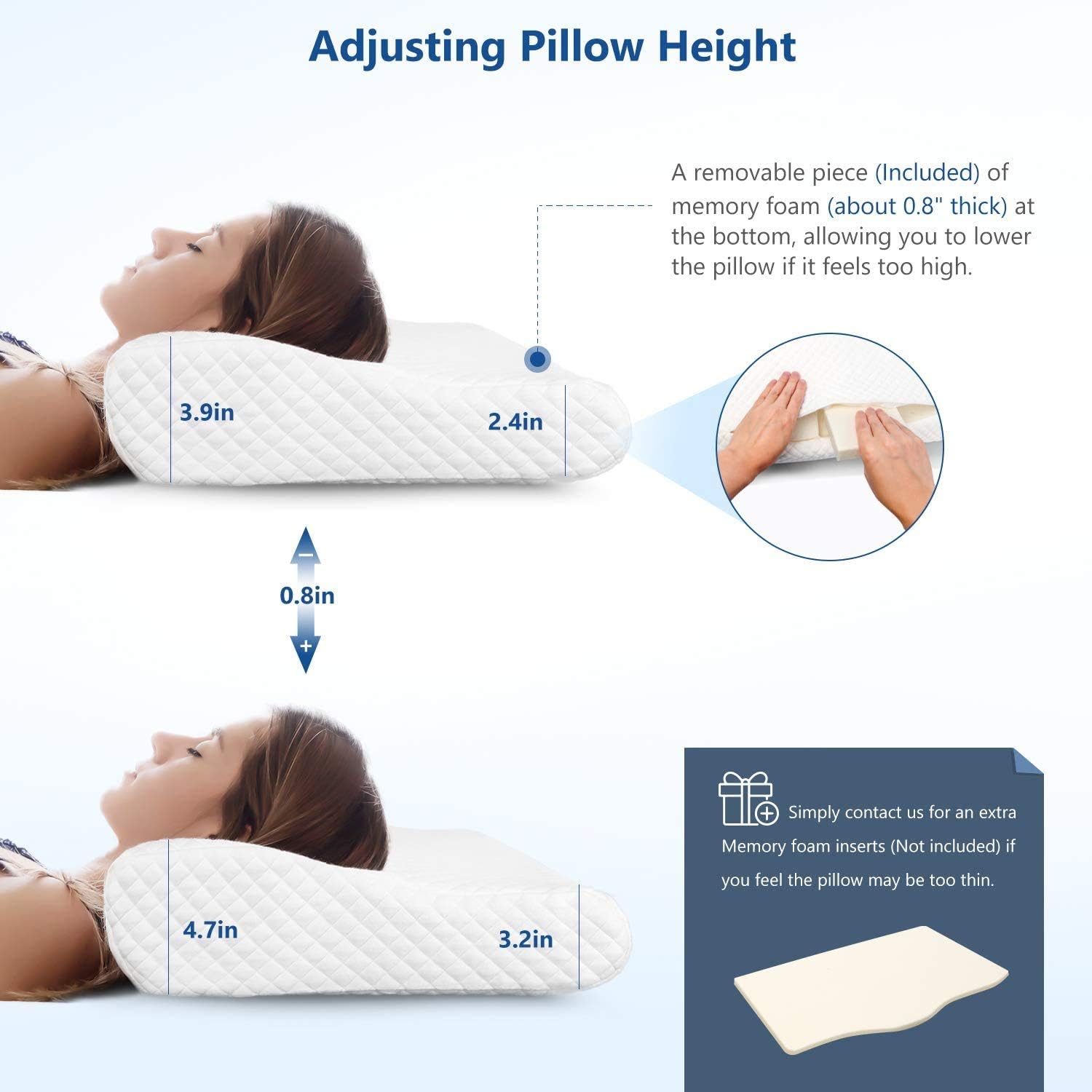 The Ultimate Adjustable Pillow for Neck Pain Relief - Ergonomic Memory Foam Cervical Pillow for Back, Side & Stomach Sleepers