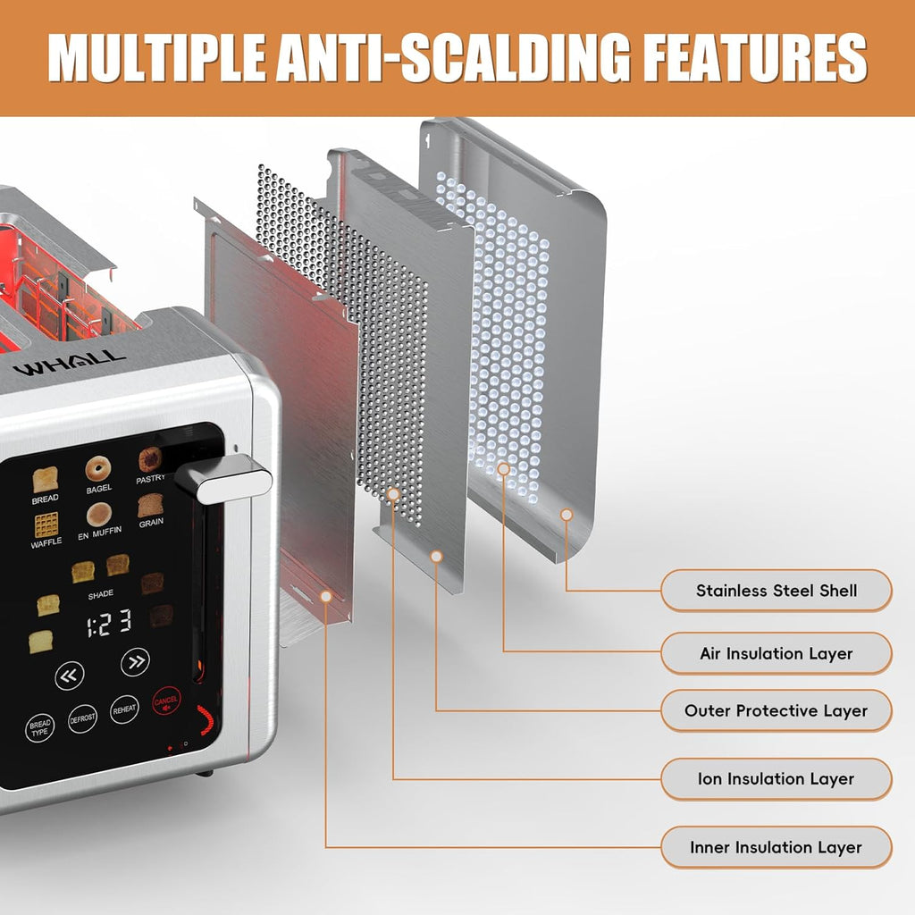 Stainless Steel Touch Screen Digital Timer Toaster
