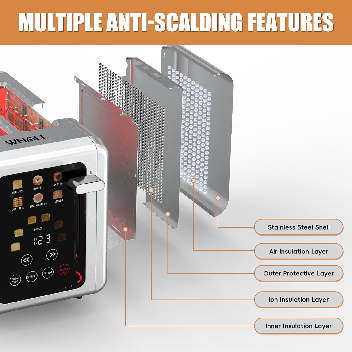 Stainless Steel Touch Screen Digital Timer Toaster