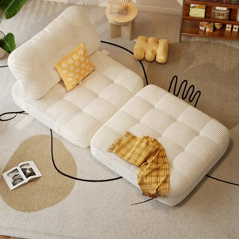 78.7" Convertible Lazy Sofa Bed with Corduroy Fabric Surface