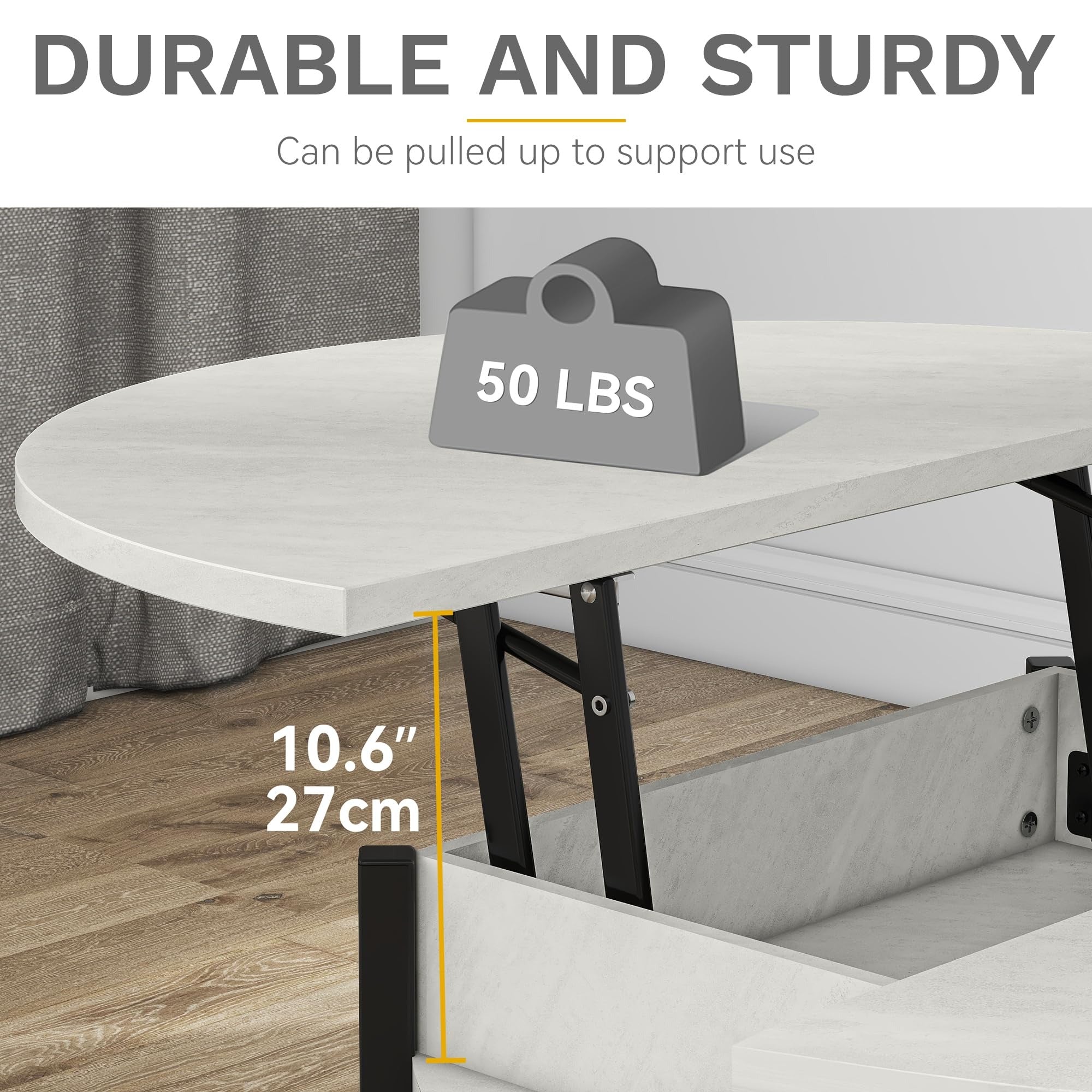 35.8" Modern Round Lift Top Coffee Table with Storage